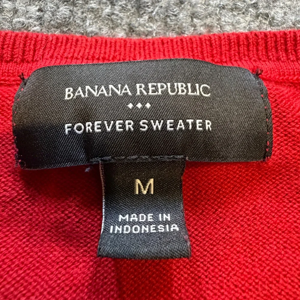 Preppy Banana Republic Forever Sweater Men M Red Crew Neck Cotton Rayon RN54023